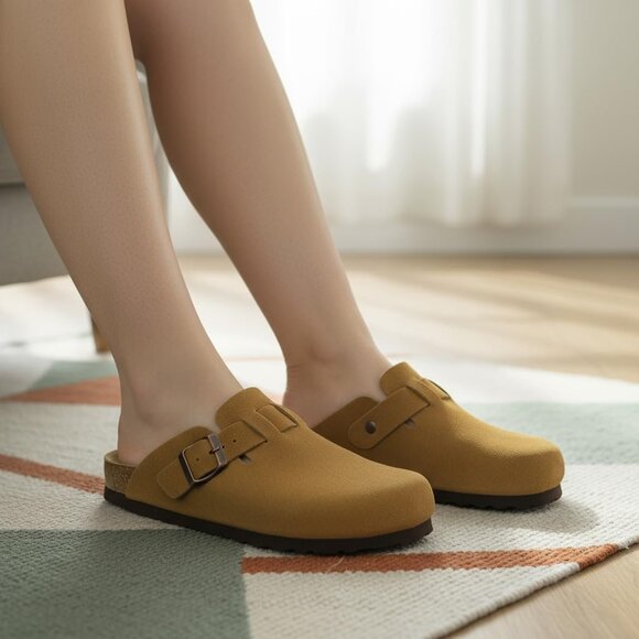 Genuine Leather Suede Clog Womens Shoes Slip On Mule Comfort Casual - Picture 8 of 9